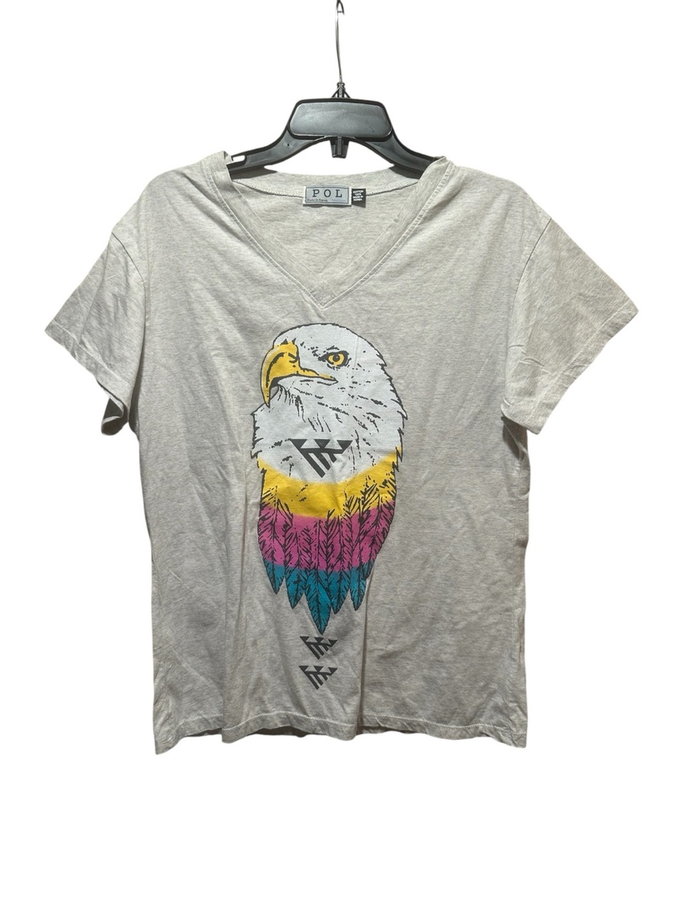 POL Graphic Eagle V-Neck Tee in Heather Gray NWOT Size M - Picture 3 of 6